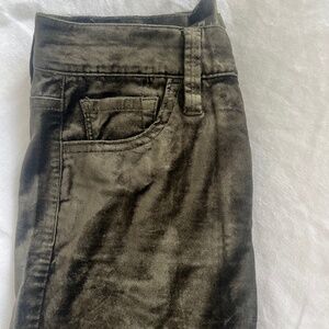 Olive Green Crushed Velvet Pants